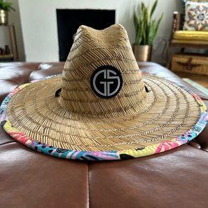 Grom Squad Beach Hat; Pink with silk brim. Ages 2-5 size